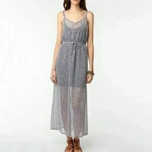 Staring at Stars Anthropologie Chiffon Sheer Maxi Floral Slip Boho Dress Black S